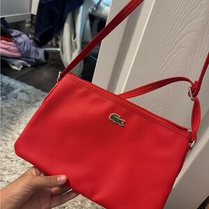 Lacoste Red Crossbody Shoulder Bag with Green Croc Logo